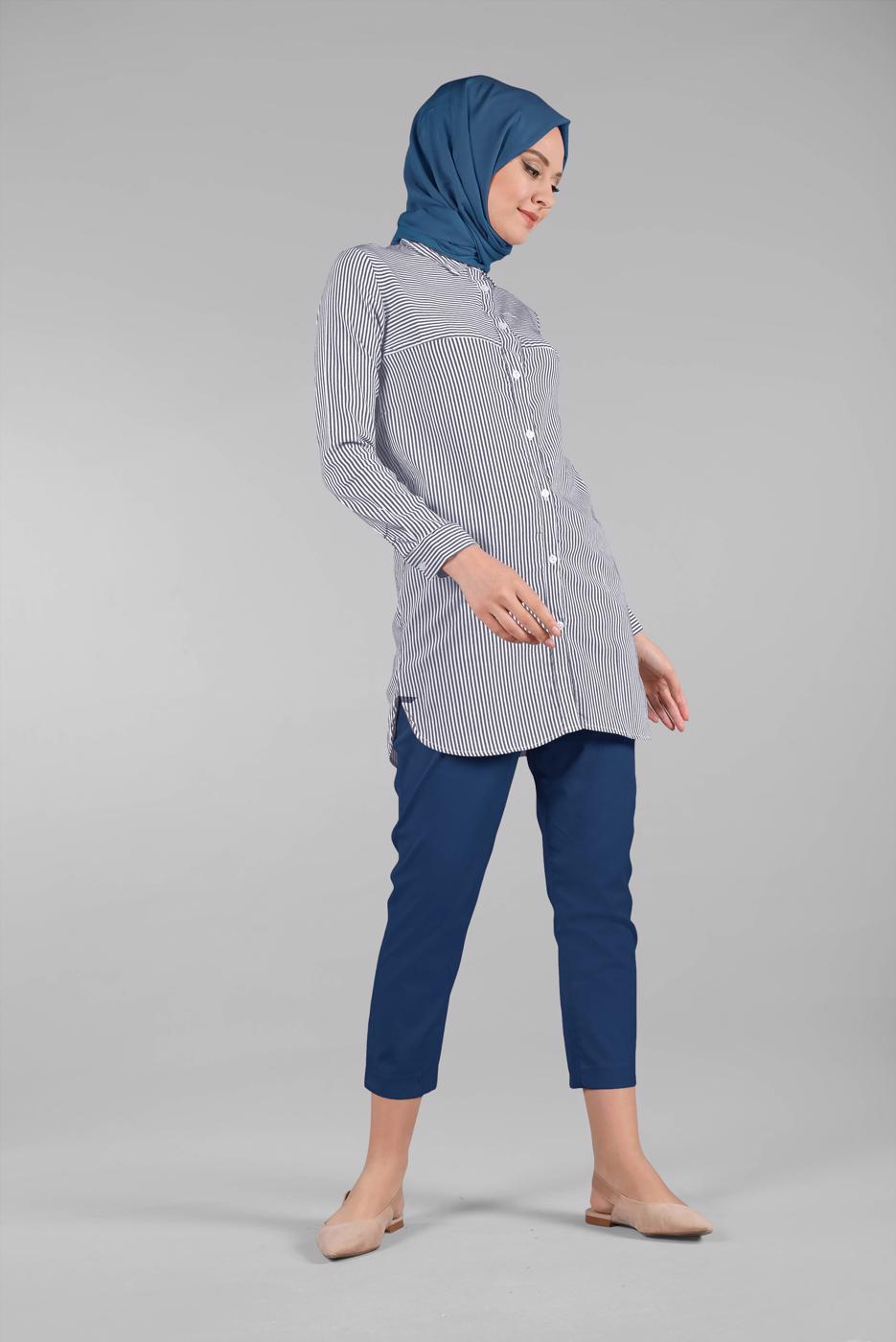 Hijab clothing NAVY BLUE STRIPPED SHIRT 3333