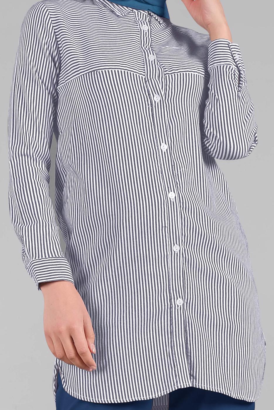 Hijab clothing NAVY BLUE STRIPPED SHIRT 3333