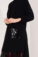 Vêtements hijab NOIR TUNIQUE À SEQUINS 3368 