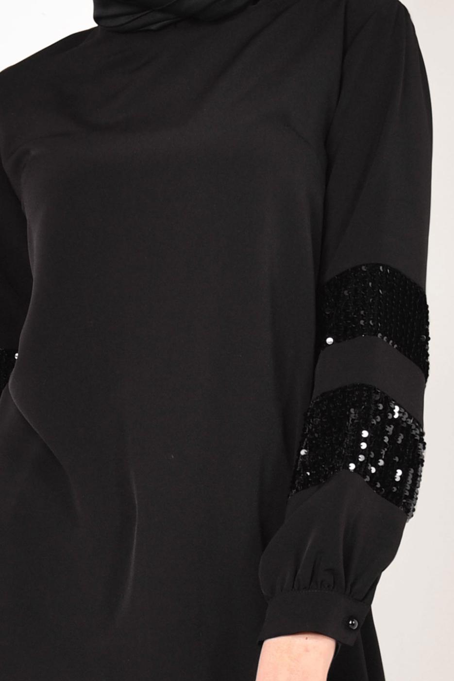 Hijab clothing BLACK SEQUINNED TUNIC 3412