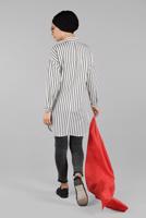 Tesettür giyim KREM ÇİZGİLİ KLASİK YAKA DÜĞMELİ TUNİK T 3426