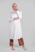 Hijab clothing CREAM SMOCKED-WAIST TUNIC 3622
