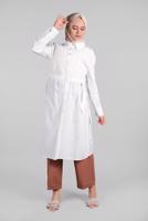 Hijab clothing CREAM SMOCKED-WAIST TUNIC 3622