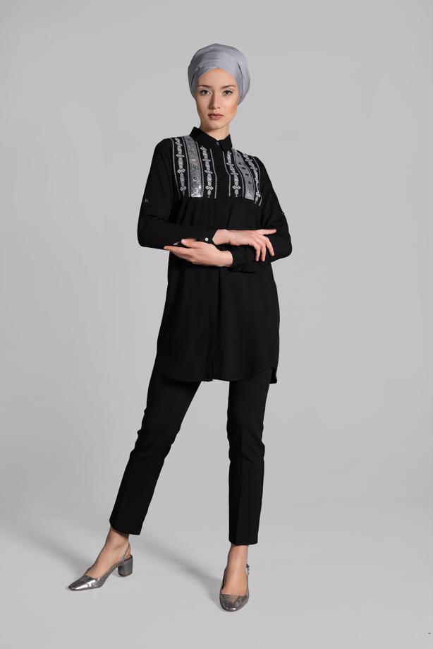 Vêtements hijab  Sequin Embroidered Tunic T 3691 - TRENDTESETTÜR