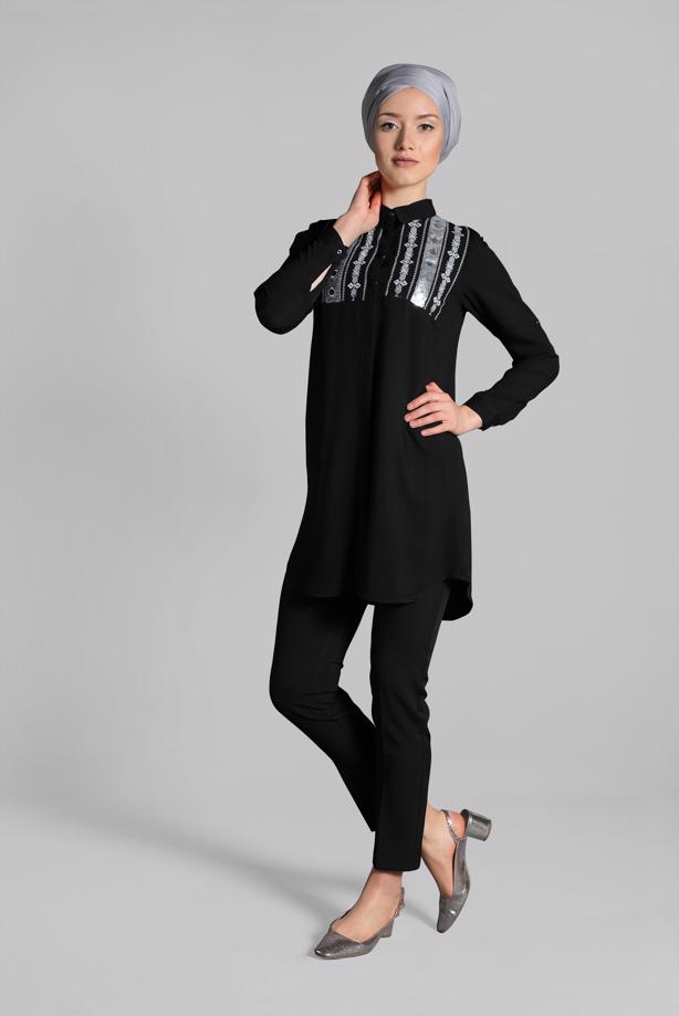 Vêtements hijab  Sequin Embroidered Tunic T 3691 - TRENDTESETTÜR