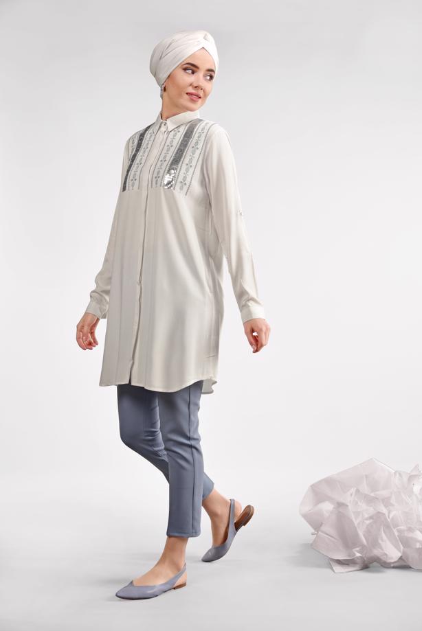 Vêtements hijab  Sequin Embroidered Tunic T 3691 - TRENDTESETTÜR