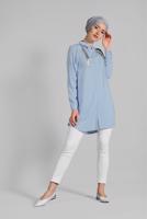 Hijab clothing BLUE Sequin Embroidered Tunic T 3691