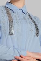 Hijab clothing BLUE Sequin Embroidered Tunic T 3691