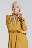 Hijab clothing ORANGE Sequin Embroidered Tunic T 3691