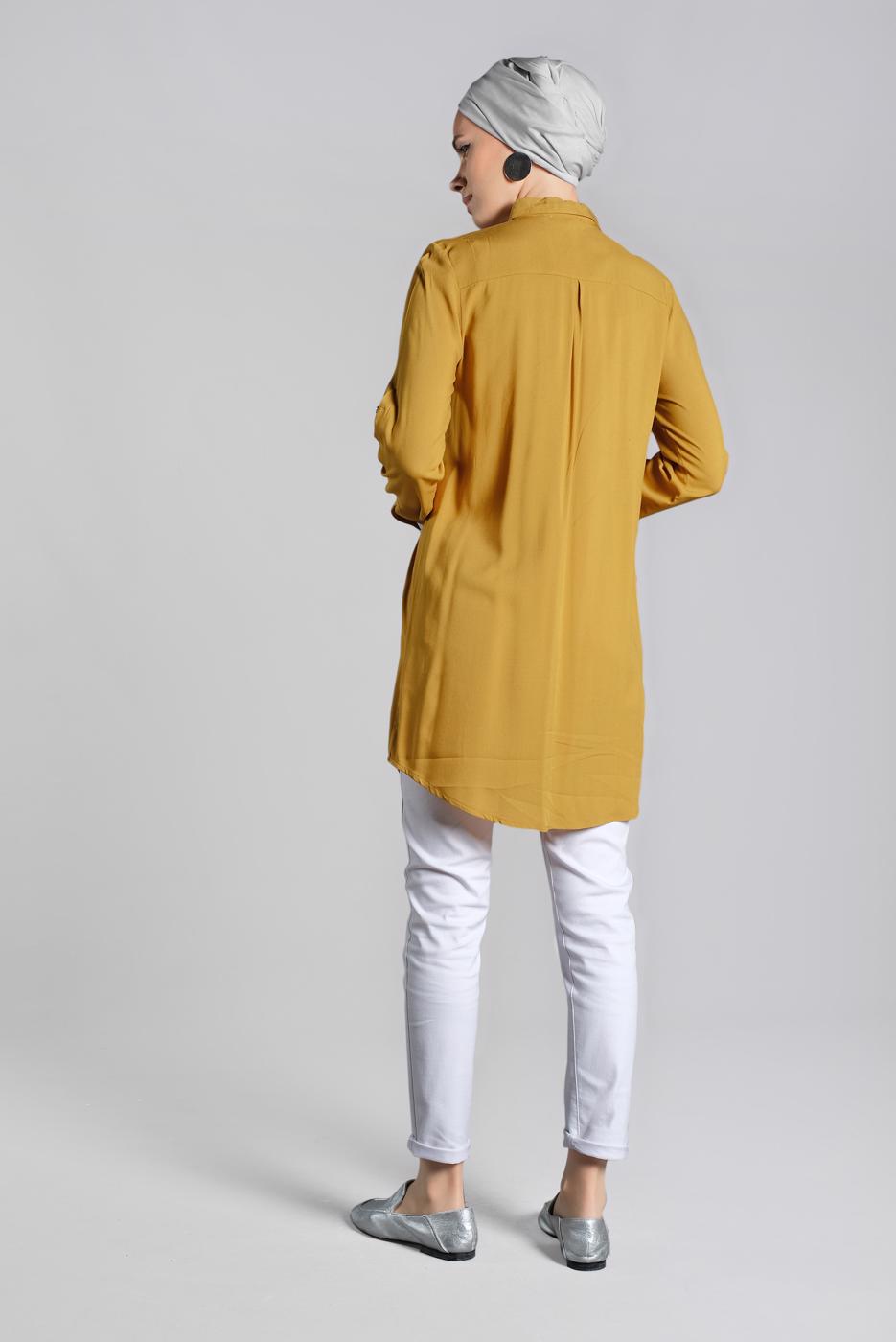 Hijab clothing ORANGE Sequin Embroidered Tunic T 3691