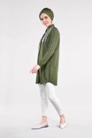 Hijab clothing KHAKI Sequin Embroidered Tunic T 3691