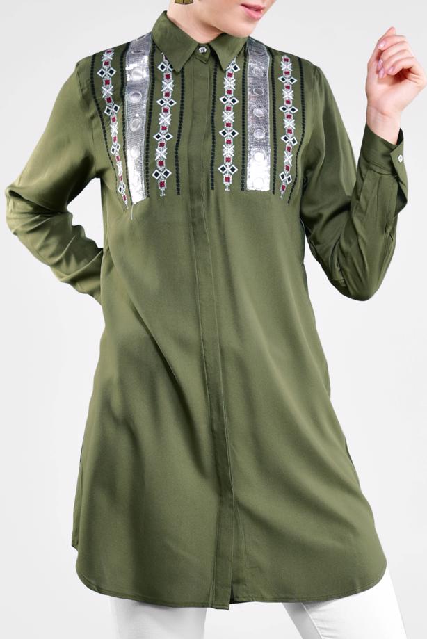 Vêtements hijab  Sequin Embroidered Tunic T 3691 - TRENDTESETTÜR