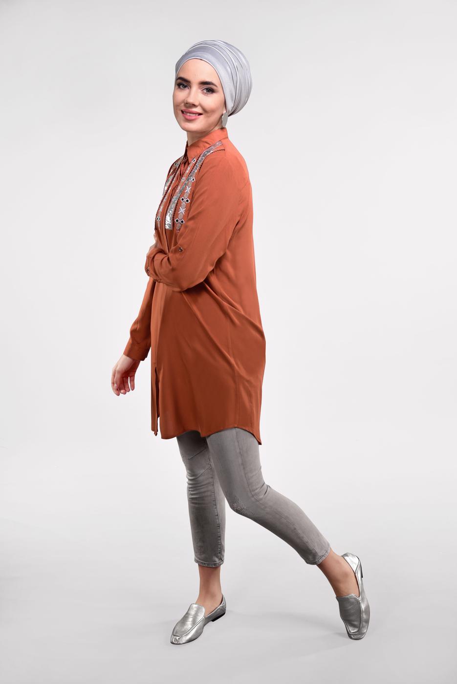 Vêtements hijab BRUN Tunique T 3691