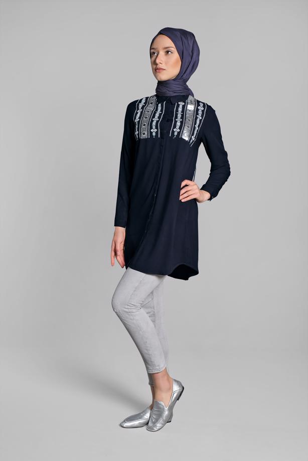 Vêtements hijab  Sequin Embroidered Tunic T 3691 - TRENDTESETTÜR
