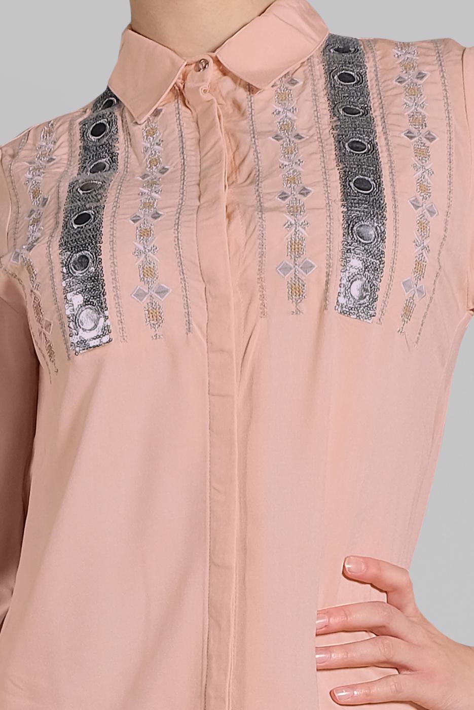 Hijab clothing POWDER Sequin Embroidered Tunic T 3691