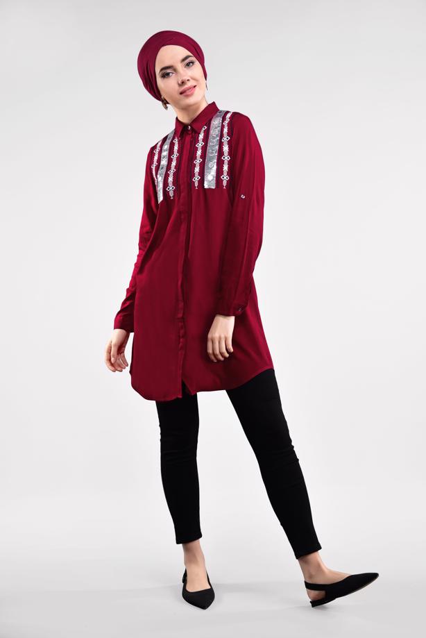 Vêtements hijab  Sequin Embroidered Tunic T 3691 - TRENDTESETTÜR