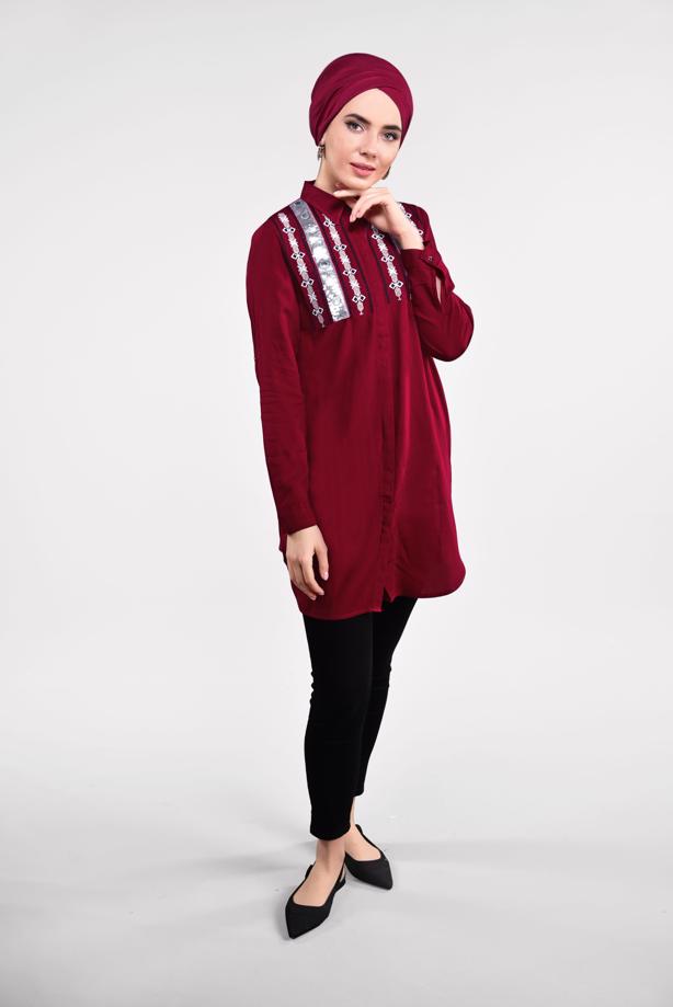Vêtements hijab  Sequin Embroidered Tunic T 3691 - TRENDTESETTÜR
