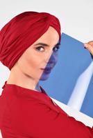 Vêtements hijab ROUGE TUNIQUE EN COTON À ASYMÉTRIQUE 3822 