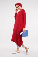 Hijab clothing RED ASYMMETRICAL COTTON TUNIC 3822 
