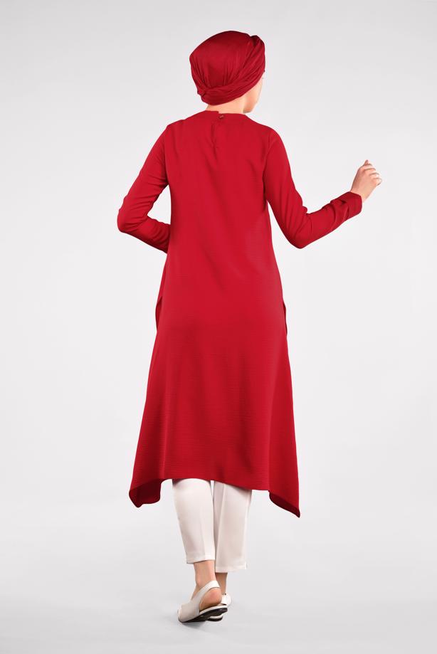 Vêtements hijab  ASYMMETRICAL COTTON TUNIC 3822  - TRENDTESETTÜR