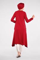 Hijab clothing RED ASYMMETRICAL COTTON TUNIC 3822 