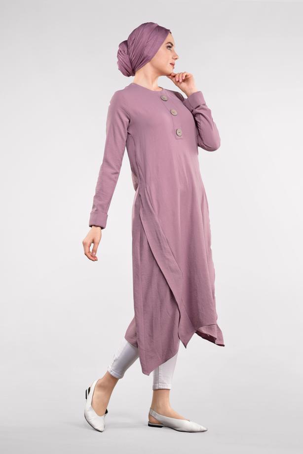 Vêtements hijab  ASYMMETRICAL COTTON TUNIC 3822  - TRENDTESETTÜR
