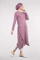 Hijab clothing PURPLE ASYMMETRICAL COTTON TUNIC 3822 
