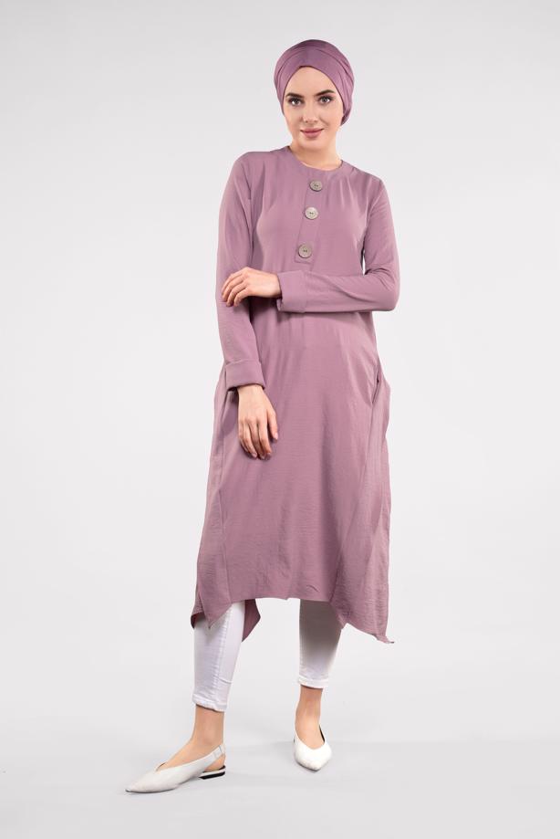 Vêtements hijab  ASYMMETRICAL COTTON TUNIC 3822  - TRENDTESETTÜR