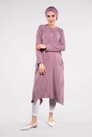 Hijab clothing PURPLE ASYMMETRICAL COTTON TUNIC 3822 