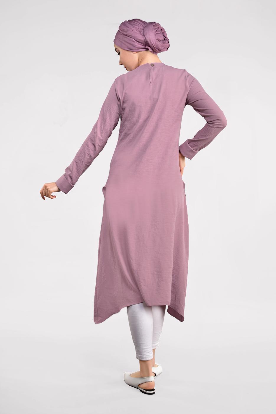 Hijab clothing PURPLE ASYMMETRICAL COTTON TUNIC 3822 