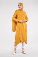 Vêtements hijab JAUNE TUNIQUE EN COTON À ASYMÉTRIQUE 3822 