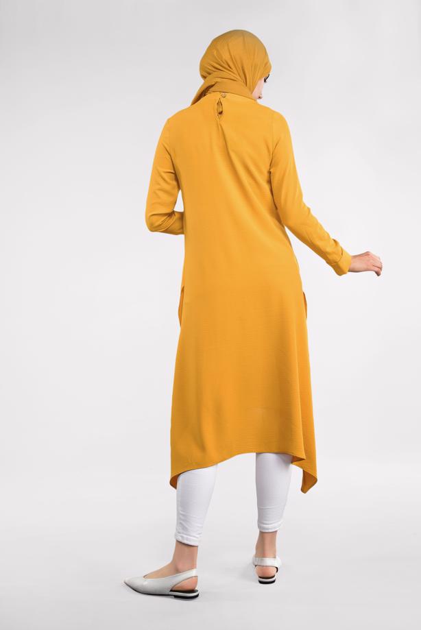 Vêtements hijab  ASYMMETRICAL COTTON TUNIC 3822  - TRENDTESETTÜR