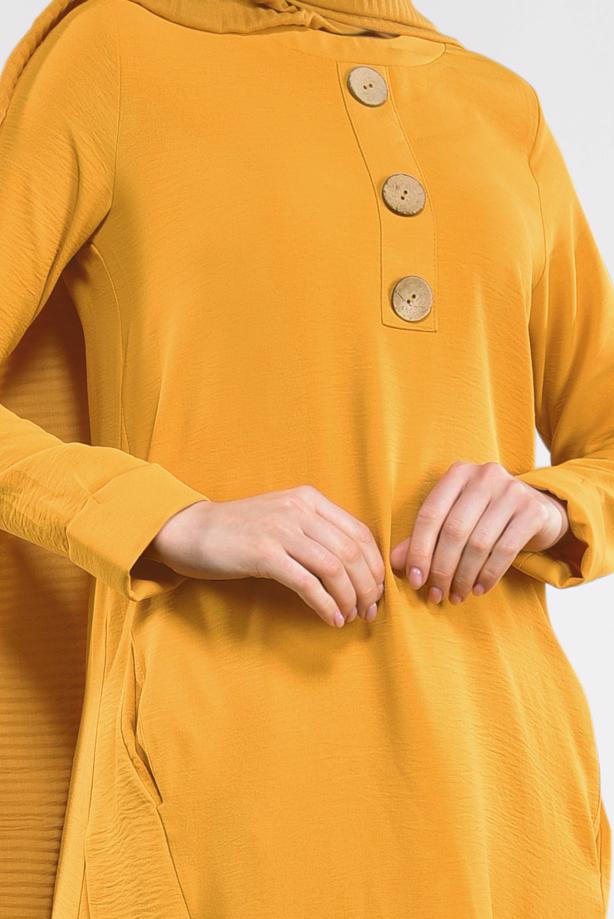 Vêtements hijab  ASYMMETRICAL COTTON TUNIC 3822  - TRENDTESETTÜR