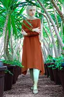 Hijab clothing BROWN ASYMMETRICAL COTTON TUNIC 3822 