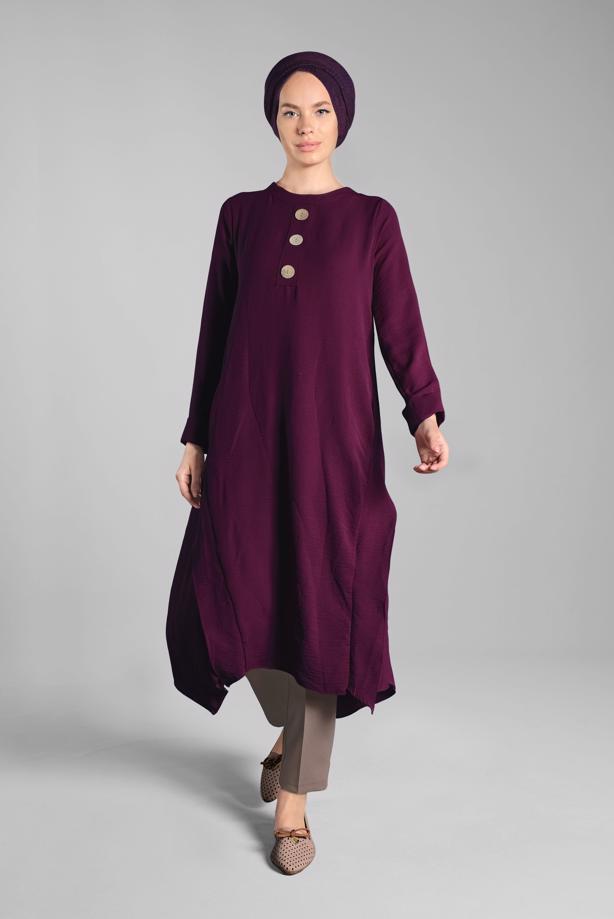 Tesettür giyim  ASİMETRİK KESİM PAMUKLU TUNİK 3822 - TRENDTESETTÜR