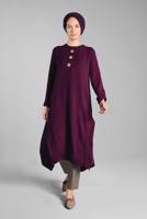 Vêtements hijab PRUNE TUNIQUE EN COTON À ASYMÉTRIQUE 3822 