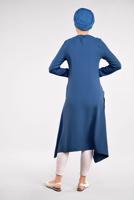 Hijab clothing NAVY BLUE ASYMMETRICAL COTTON TUNIC 3822 