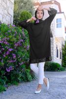 Tesettür giyim SİYAH PUL PAYETLİ YANLARI YIRTMAÇLI TUNİK 4011 