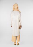 Tesettür giyim KREM BONCUKLU PARILTILI TUNİK 4078