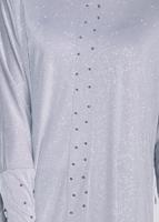 Tesettür giyim GRİ BONCUKLU PARILTILI TUNİK 4078