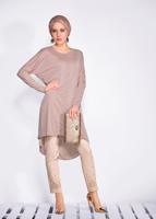 Tesettür giyim PUDRA BONCUKLU PARILTILI TUNİK 4078