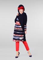 Tesettür giyim LACİVERT RENKLİ ÇİÇEK ŞERİTLİ TUNİK 4110 