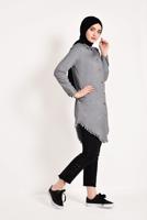 Vêtements hijab GRIS TUNIQUE À FRANGES 4129 