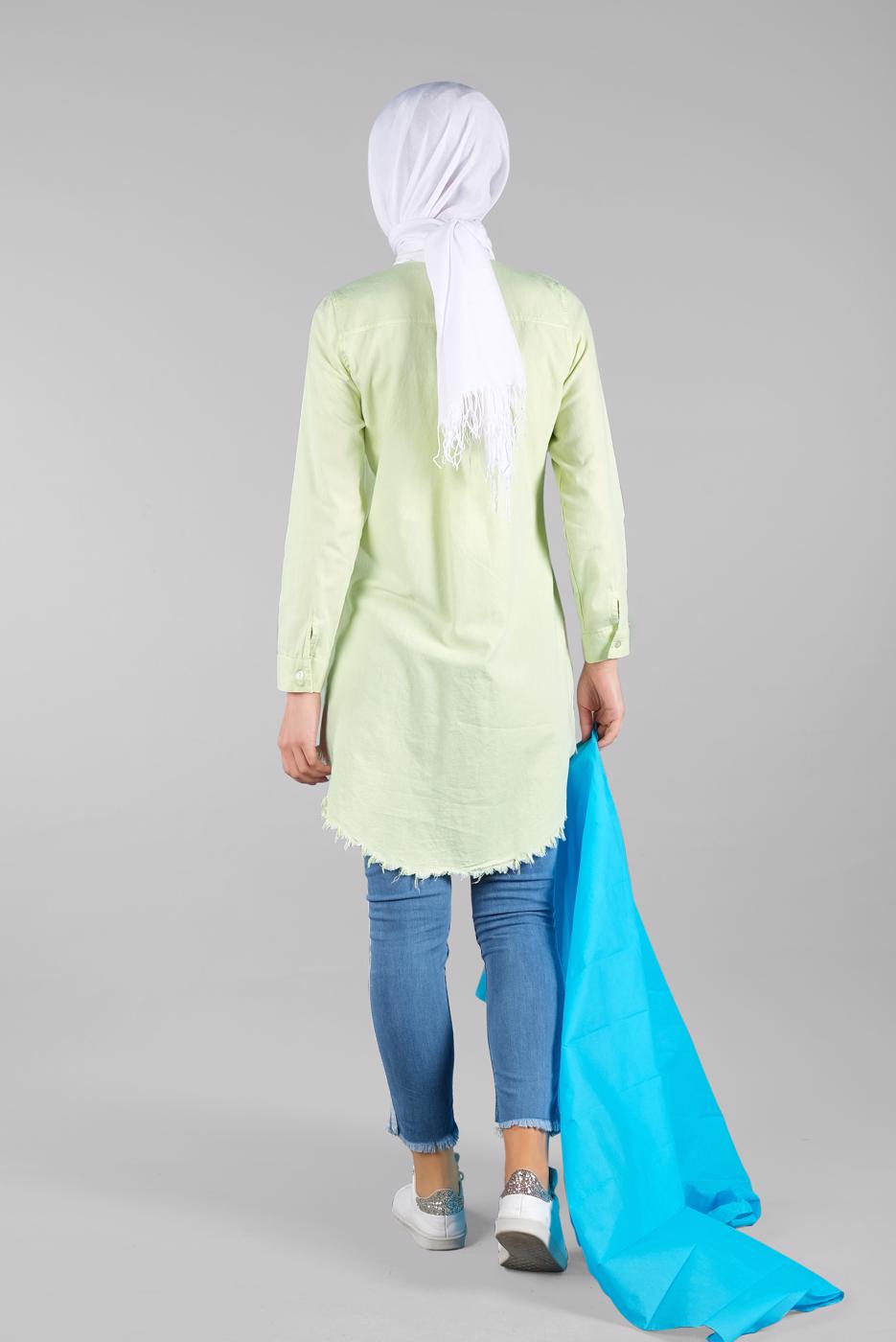 Vêtements hijab VERT TUNIQUE À FRANGES 4129 