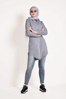 Hijab clothing NAVY BLUE FRINGED-HEM TUNIC  4129