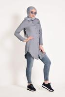 Hijab clothing NAVY BLUE FRINGED-HEM TUNIC  4129