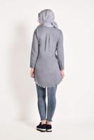 Hijab clothing NAVY BLUE FRINGED-HEM TUNIC  4129