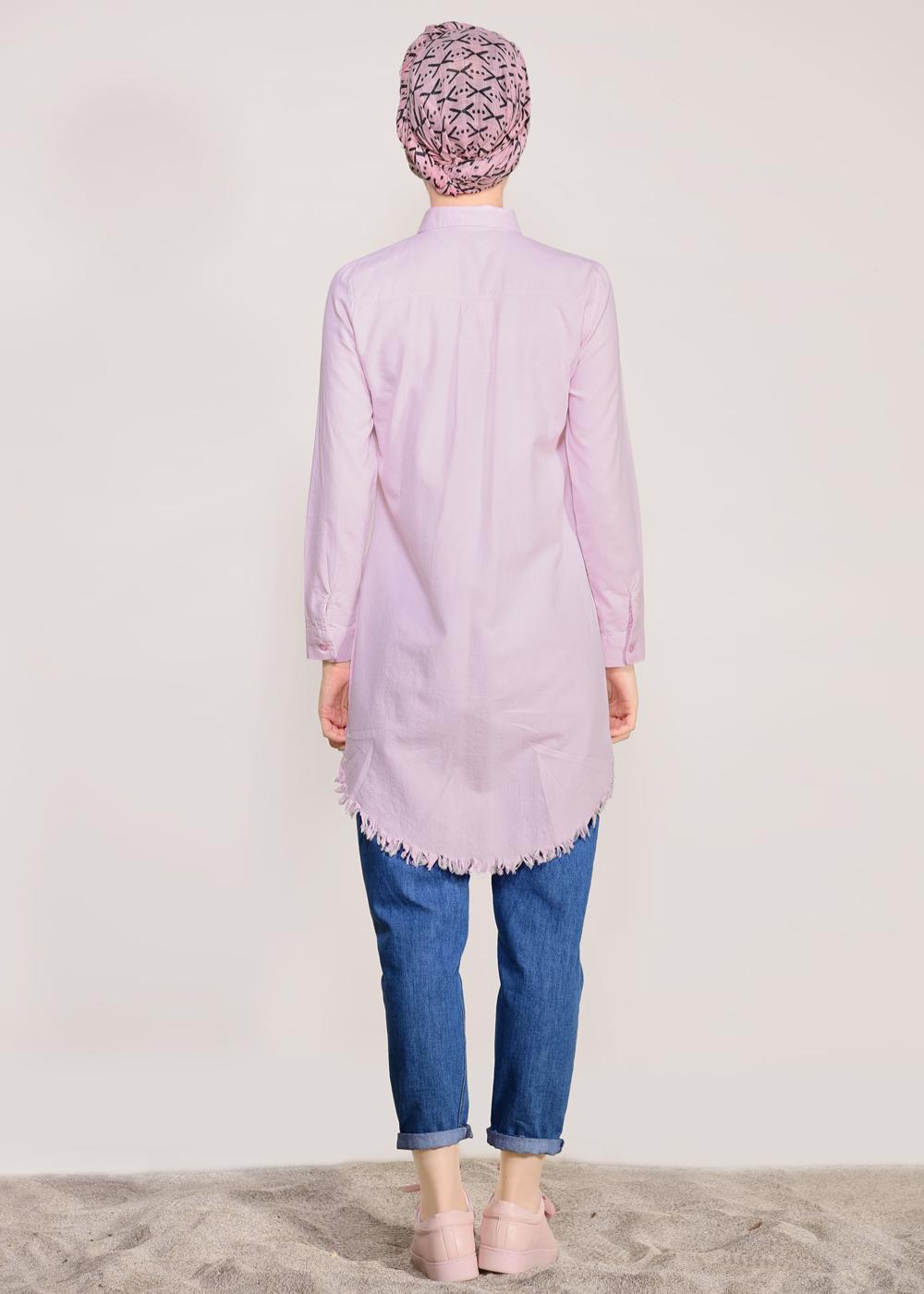 Hijab clothing PINK FRINGED-HEM TUNIC  4129