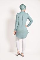 Hijab clothing GREEN FRINGED-HEM TUNIC  4129