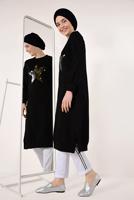 Tesettür giyim SİYAH PUL PAYETLİ UZUN TUNİK 4157